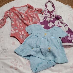 Floral Baby Clothing Set - Pink, Purple, Blue